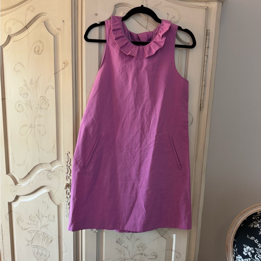 Tyler Boe Purple A-line Knee-length Sleeveless Dress with Bib Collar